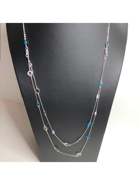 Swarovski Jewelry - 9247 Swarovski Silver tone Blue crystal Station Necklace 36 Inch Elegant